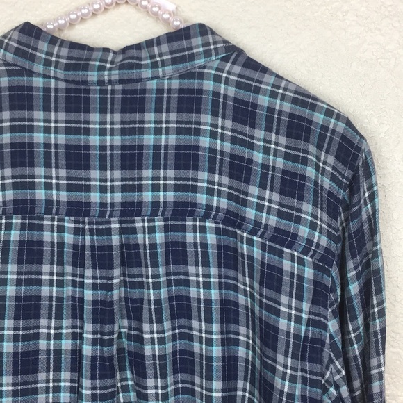 Halogen Embellished Plaid Shirt in Blue LP - Picture 8 of 8